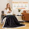 Electric Heated Blanket Throw Reversible Blanket 10 Heat Settings Auto Shut-off