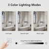White Bathroom Mirror Wall Mounted 3 Colors LED Lights Touch Switch Anti-fog