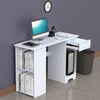 White L-shaped Computer Desk Corner PC Table Workstation Home Office w/ Shelves