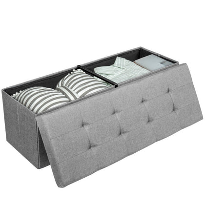 120L Folding Storage Ottoman Oxford Fabric Footstool Bench Toy Box Chest w/Lid