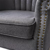 Studded Wing Back Fireside Chesterfield Armchair High Back Fabric Tub Sofa Chair