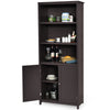 Wooden Tall Bookcase 3-Tier Shelving Storage Cabinet 2 Doors Display Organizer