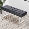 Dining Bench Long Seat Chairs Black Faux PU Leather Lounge Stool Base Steel Home