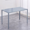 Grey Rectangular Tempered Glass Dining Table Metal Legs Dining Room Kitchen