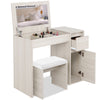 Dressing Table with Drawers, Mirror Stool Set Makeup Desk Vanity Table Bedroom