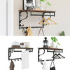 Coat Rack With Storage Shelf Hanger Rail Retro Wall Mounted Clothes Hanging Unit