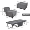 Sofa Bed 4 in 1 Convertible Chair Folding Ottoman Lounger Sleeper Metal Frame UK