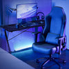 43.5” Ergonomic Gaming Desk Z-Shaped Professional Gamer Workstation LED Lights