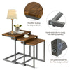 Set of 3 Nesting Tables Industrial Stackable Coffee Snack Table Laptop Desk Home