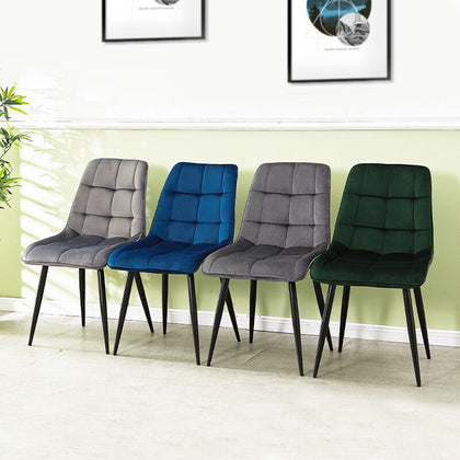 2X Faux Leather/Velvet Dining Chairs Office Chair Brown Grey Kitchen Dining Room