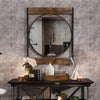 Farmhouse Wooden Wall Mirror Dampproof Bathroom Mirror Entrance Hang Art Mirror