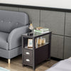 2 Drawers Narrow Side End Table Corner Storage Nightstand Compact Display Shelf