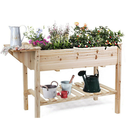Raised Garden Bed Patio Elevated Flower Planter Boxes w/ Removable Grow Dividers