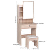 Dressing Vanity Table and Stool Set Makeup Desk w/ Sliding Mirror & Large Drawer