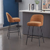 2x Bar Stools Velvet Breakfast Chairs Footrest Barstool with Spring Cushion