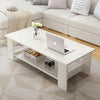 2 Tier Coffee End/Side Table Modern White Design with Storage Shelf Living Room