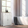 Bathroom Floor Storage Cabinet w/ 2 Drawers Door Cupboard White