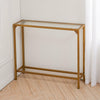 Slim Console Table Gold Metal Hallway Side Stand Glass Tabletop for Small Spaces
