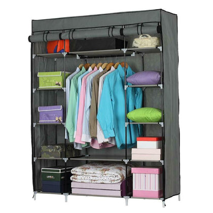 Fabric Wardrobe Close Cupboard Hanging Clothes Rail Storage Shelf