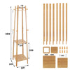 3 Layer 8 Hooks Bamboo Clothes Rail Coat Hat Rack Stand Ladder Shelves Organizer