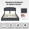 4 Drawers King Size Bed Frame 5FT Upholstered Platform Bed Adjustable Headboard