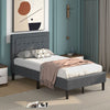 Single Size Upholstered Bed Frame Button-Tufted Soft Bed Platform w/ Headboard