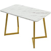 Modern Rectangular Dining Table Indoor w/ Metal Legs Marble-Look MDF Tabletop
