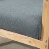 Wooden Single Seater Sofa Accent Chair Armchair Linen Fabric Living Room Grey
