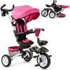 6 in 1 Foldable Baby Tricycle Kids First Bike Stroller Adjustable Remove Awning