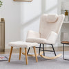 Recliner Chair with Stool Relax Rocking Chair Teddy Velvet Glider Chair Lounge