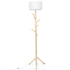 Wood Floor Light Standing Lamp 6 Hooks Coat Rack 3 Positions Height Adjutable