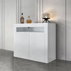White Sideboard Cabinet High Gloss Cupboard Storage Furniture With LED 2 Doors