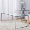 Living Room Tables Tempered Glass Coffee Tea Side Concole Table With Chrome Legs
