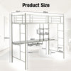 Metal Bunk Bed w/Desk Shelves and Safety Guardrail 2 Ladders Loft Bed Frame