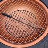 Fire Pit Table Round Metal Firepit Heater w/ BBQ Grill Shelf, Spark Screen,Poker