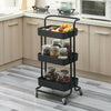 3 Tiers Kitchen Trolley Cart Slim Rolling Storage Rack Tray Shelf Rolling Wheels