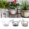 Round Metal Plant Flower Pots Fence Balcony Garden Hanging Rack Planter Basket