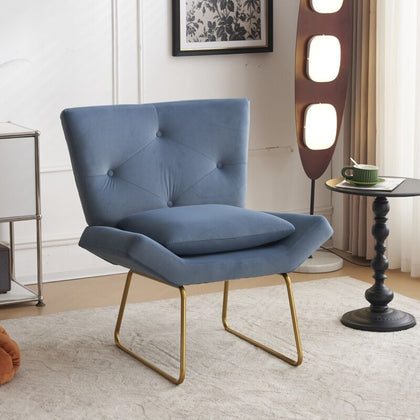 Stylish Accent Chair for Living Room Velvet Armchair Occasional Tub Chairs Blue