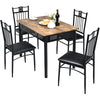 5PCS Dining Table & Chair Set Breakfast Bar Kitchen Furniture with Padded Seat