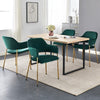 2*Green Velvet Dining Chairs Golden Leg Armchairs Kitchen Restaurant Cafe Chairs