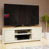 Lisbon Large TV Unit Cabinet Stand Media 2 Door 2 Shelf 130cm Cream Oak