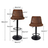 Set of 2 Bar Stool Vintage Rustic Kitchen Pub Bar Chairs High Back Sunken Seat