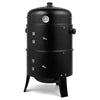 3 in 1 Charcoal Smoker BBQ Grill with Thermometer Patio Camping Barbecue Outdoor
