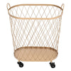 Multipurpose Metal Wire Basket With Wheels Handle Laundry Shopping Storage Unit