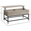 Industrial Split Lift-top Coffee Table with Storage Compartments & Metal Legs