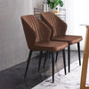Set of 2 Dining Chairs Faux Leather Chair Set Dining Room Soft Seat Brown