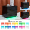 2 Drawers LED Light Bedside Table Side Nightstand Storage Organiser High Gloss