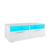 Modern TV Stand White/Black High Gloss Unit Cabinet LED RGB Lights with Drawers