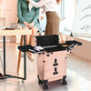 Rose Gold Makeup Trolley Train Case Beauty Cosmetic Vanity Case Box Wheel Drawer