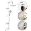 Round Shower Kit Twin Head Chrome Adjust Riser Rail Chrome Finish Set Modern